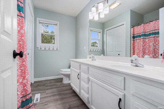 55177 Ardith St, Osceola, IN 46561 - bathroom with double vanity, healthy amount of natural light, toilet, and baseboards