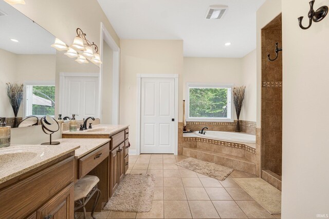 4906 N 100 W, Uniondale, IN 46791 - full bathroom featuring a bath, vanity, and tile patterned floors