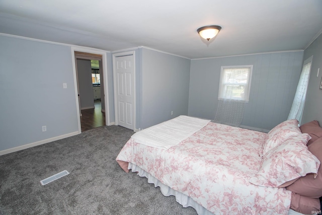 57005 Southshore Dr, Osceola, IN 46561 - bedroom with crown molding, carpet, baseboards, and a closet