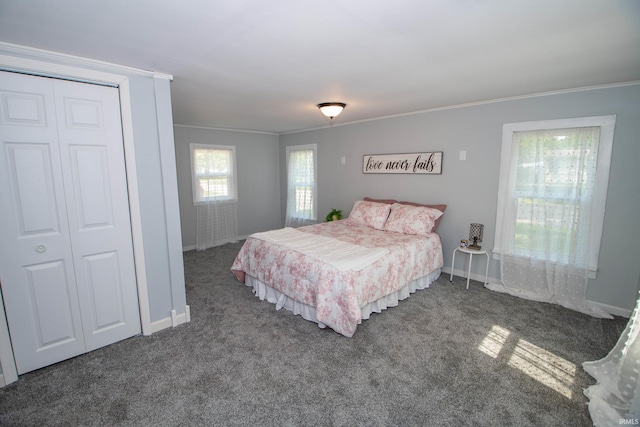 57005 Southshore Dr, Osceola, IN 46561 - carpeted bedroom with ornamental molding, baseboards, and a closet