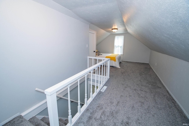 57005 Southshore Dr, Osceola, IN 46561 - additional living space featuring lofted ceiling, carpet, a textured ceiling, and baseboards