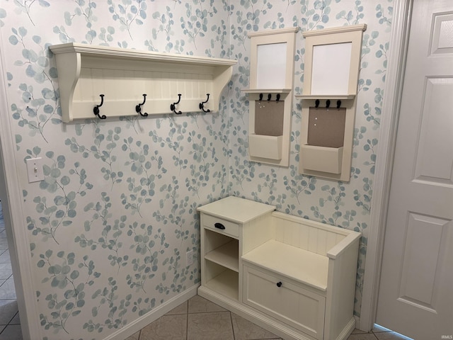39 Hannah Ln, Jasper, IN 47546 - mudroom with wallpapered walls, tile patterned floors, and baseboards