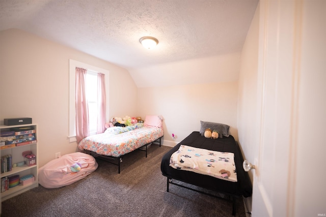 1014 W 7th St, Mishawaka, IN 46544 - carpeted bedroom featuring lofted ceiling and a textured ceiling