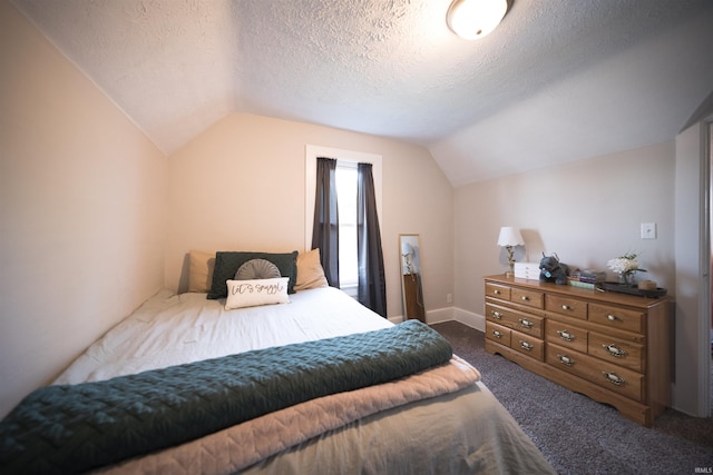 1014 W 7th St, Mishawaka, IN 46544 - carpeted bedroom with vaulted ceiling and a textured ceiling