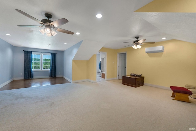 2890 W 400 N, Columbia City, IN 46725 - bonus room with light colored carpet, a ceiling fan, a wall mounted AC, and recessed lighting