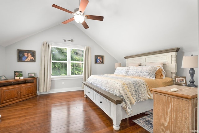 1214 W Jefferson Blvd, Fort Wayne, IN 46802 - bedroom featuring hardwood / wood-style floors, vaulted ceiling, and a ceiling fan