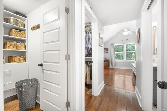 1214 W Jefferson Blvd, Fort Wayne, IN 46802 - hall featuring dark wood finished floors and vaulted ceiling