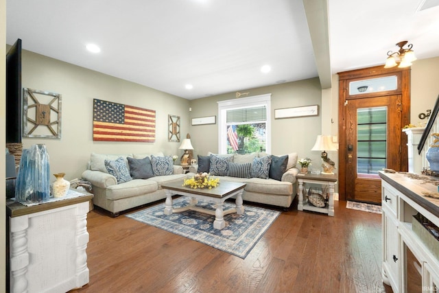 1214 W Jefferson Blvd, Fort Wayne, IN 46802 - living area featuring dark wood-style flooring and recessed lighting