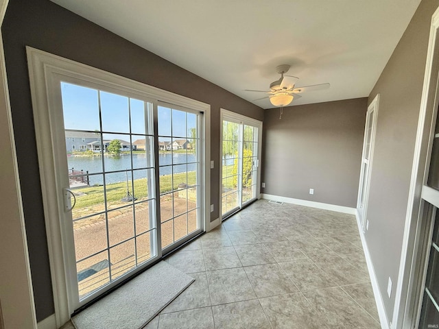 9820 Arbor Lake Dr, Newburgh, IN 47630 - unfurnished sunroom with a water view