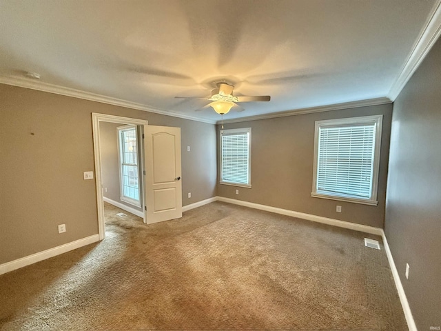 9820 Arbor Lake Dr, Newburgh, IN 47630 - carpeted spare room with ornamental molding and ceiling fan