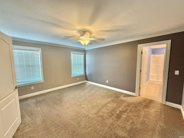 9820 Arbor Lake Dr, Newburgh, IN 47630 - carpeted spare room featuring ornamental molding and a ceiling fan