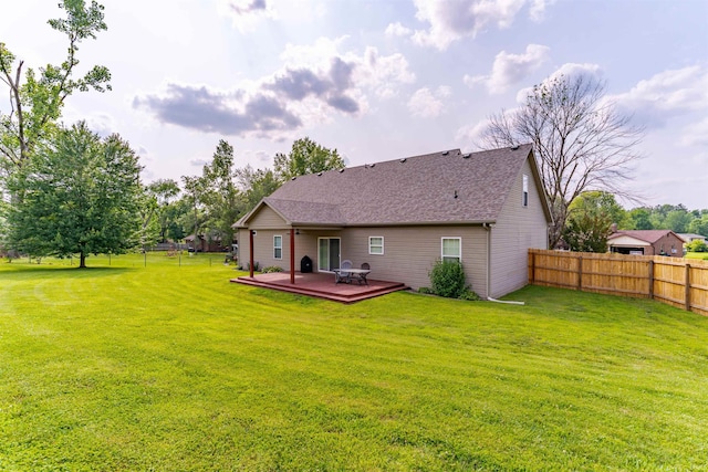 7655 Briar Ct, Newburgh, IN 47630 - back of house featuring a fenced backyard, a deck, and a shingled roof