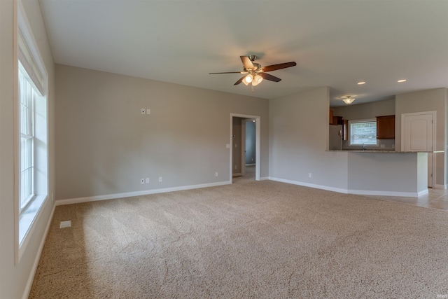 7655 Briar Ct, Newburgh, IN 47630 - spare room featuring a ceiling fan, recessed lighting, and light carpet