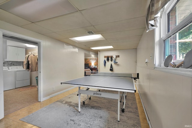 7244 Oaklawn Dr, Newburgh, IN 47630 - playroom with independent washer and dryer and a paneled ceiling
