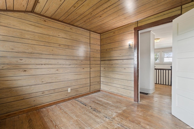 29351 Darden Rd, New Carlisle, IN 46552 - unfurnished room with wood ceiling, wood walls, and light wood finished floors
