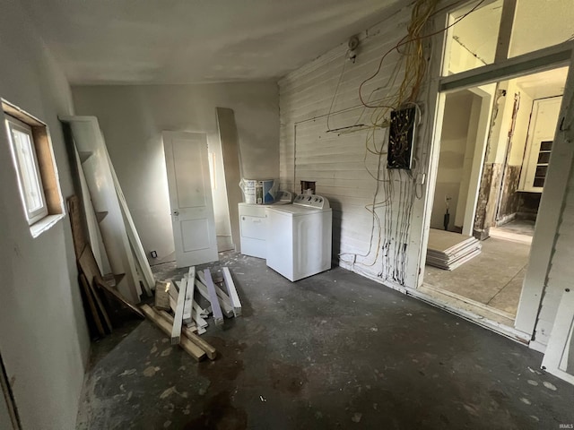 1002 Elizabeth St, Lafayette, IN 47904 - misc room featuring washing machine and dryer and concrete flooring