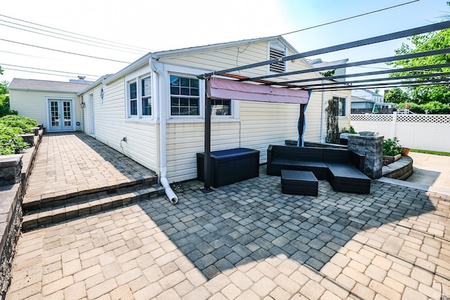 2801 W University Ave, Muncie, IN 47304 - view of patio / terrace featuring french doors, an outdoor hangout area, and a pergola