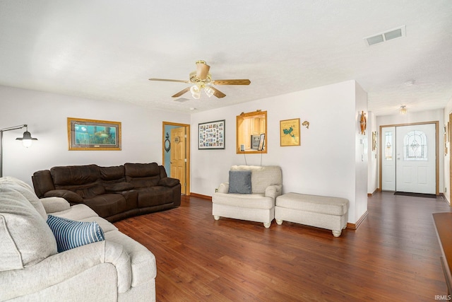 51 Ems W26 Ln, North Webster, IN 46555 - living area featuring dark wood-style floors and a ceiling fan