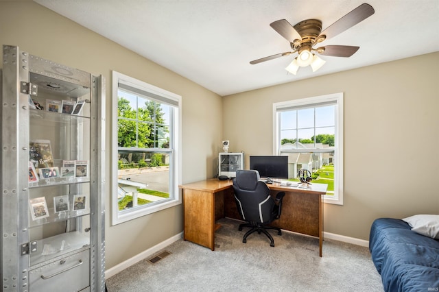 1729 Carter Ct, Mishawaka, IN 46545 - carpeted home office featuring plenty of natural light and ceiling fan