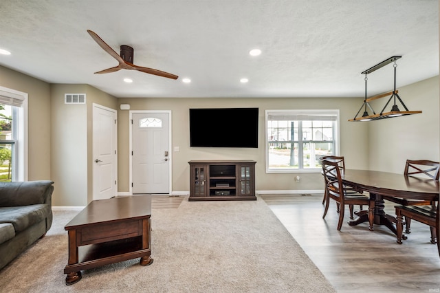1729 Carter Ct, Mishawaka, IN 46545 - living area featuring recessed lighting, ceiling fan, and wood finished floors