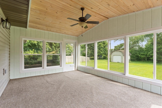 29230 Walerko Dr, Elkhart, IN 46514 - unfurnished sunroom featuring lofted ceiling and ceiling fan