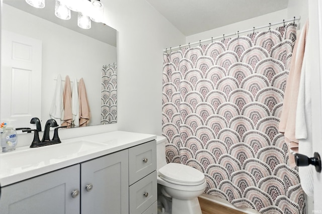 10412 Kentfield Pl, Fort Wayne, IN 46818 - full bathroom with vanity, wood finished floors, and a shower with shower curtain