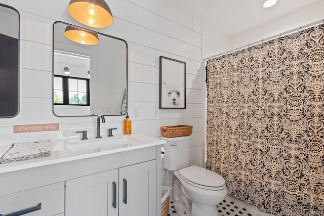 11306 Fishers Pond, Middlebury, IN 46540 - full bath featuring vanity, tile walls, and a shower with shower curtain