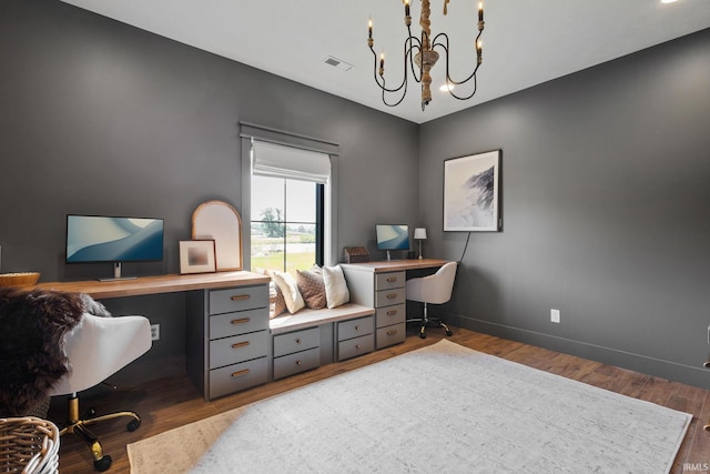 11306 Fishers Pond, Middlebury, IN 46540 - office featuring a chandelier and wood finished floors