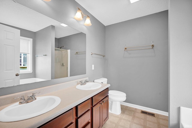 3549 S Wickens St, Bloomington, IN 47403 - full bathroom with a shower stall, tile patterned floors, double vanity, and a bath