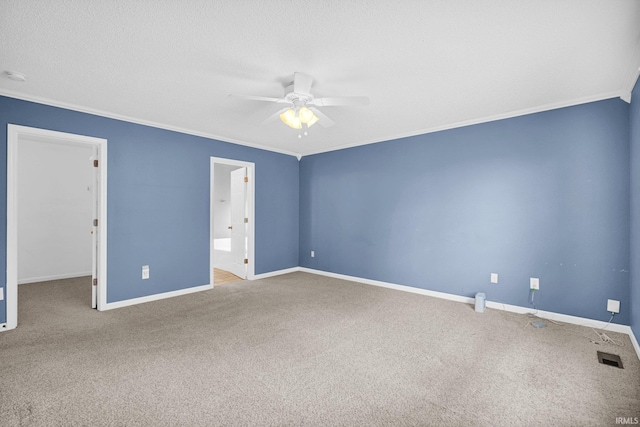 3549 S Wickens St, Bloomington, IN 47403 - spare room with ceiling fan, carpet, and ornamental molding