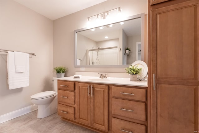 7486 S Ketcham Rd, Bloomington, IN 47403 - bathroom with vanity, an enclosed shower, and tile patterned flooring