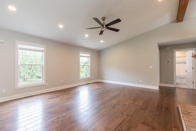 7486 S Ketcham Rd, Bloomington, IN 47403 - empty room with a ceiling fan, dark wood-style floors, and recessed lighting