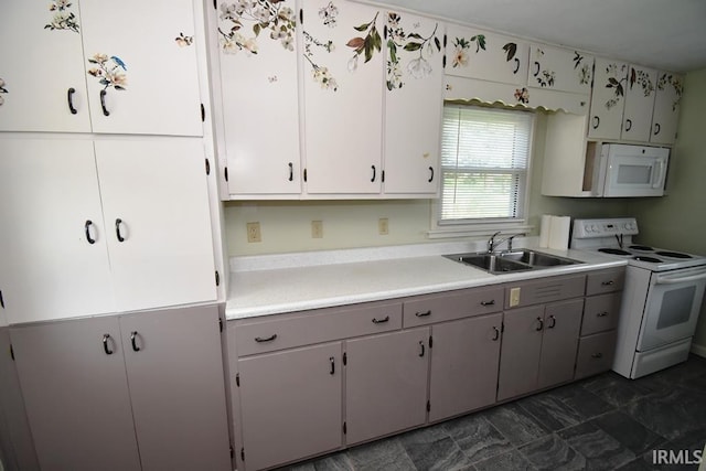 209 E Plum St, Linden, IN 47955 - kitchen featuring white appliances, gray cabinets, and light countertops