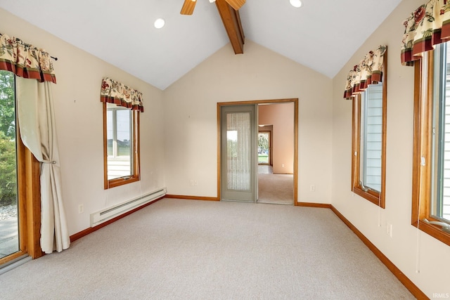 10028 Winding Shores Dr, New Haven, IN 46774 - spare room with baseboard heating, carpet, a ceiling fan, and recessed lighting