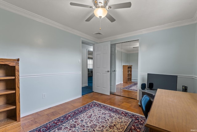115 N Varsity Dr, South Bend, IN 46615 - office space featuring ornamental molding and a ceiling fan