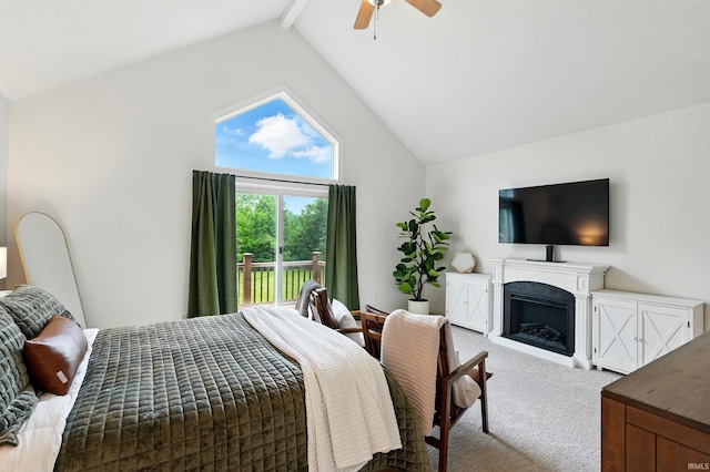 12733 Covington Manor Farms Rd, Fort Wayne, IN 46814 - bedroom featuring carpet floors, a fireplace, ceiling fan, and access to exterior