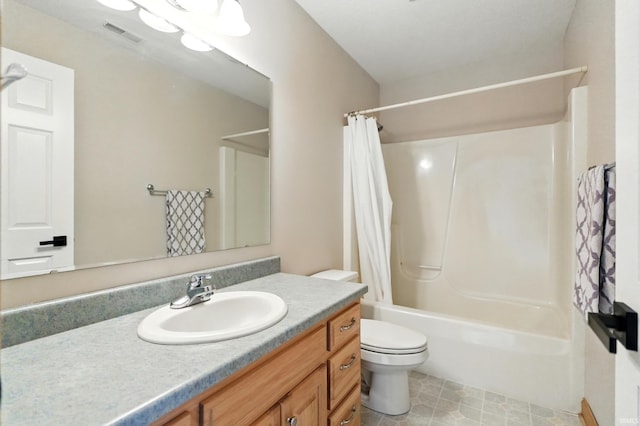 12733 Covington Manor Farms Rd, Fort Wayne, IN 46814 - full bathroom with vanity, shower / bath combo with shower curtain, and tile patterned floors