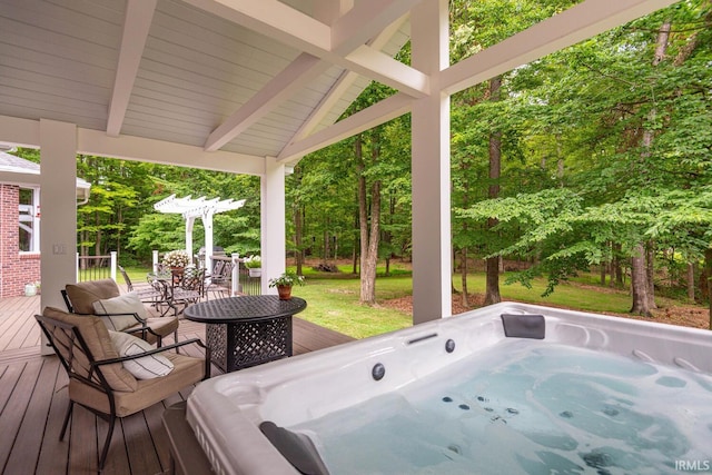 3104 E Chase Ln, Bloomington, IN 47401 - deck featuring outdoor dining space and a hot tub