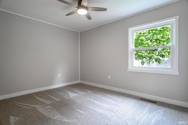 1004 Shenandoah Dr, Lafayette, IN 47905 - empty room featuring ceiling fan, carpet floors, and ornamental molding