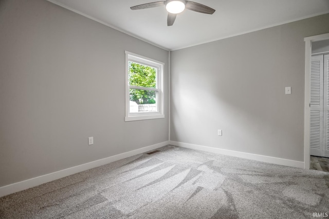 1004 Shenandoah Dr, Lafayette, IN 47905 - unfurnished room featuring ceiling fan, crown molding, and carpet floors