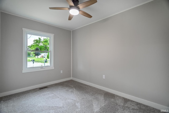 1004 Shenandoah Dr, Lafayette, IN 47905 - carpeted empty room featuring ceiling fan and ornamental molding