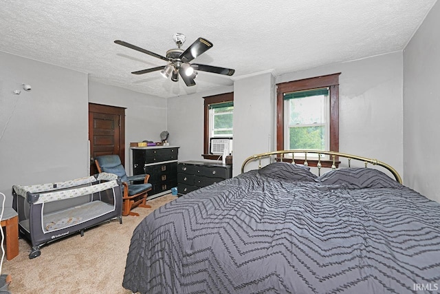 19252 Cleveland Rd, South Bend, IN 46637 - bedroom with carpet floors, a textured ceiling, and a ceiling fan