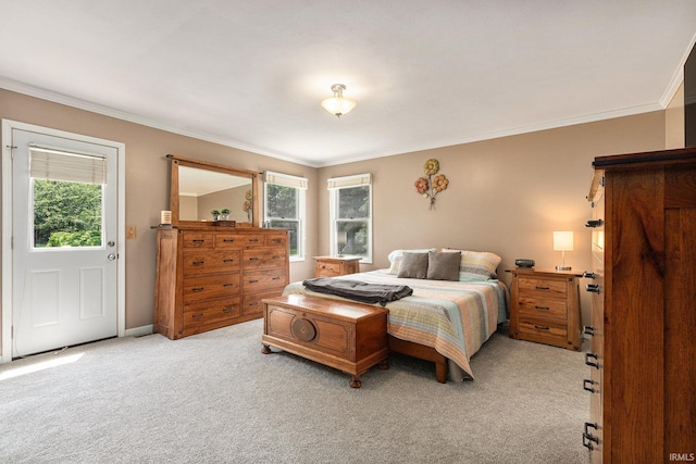 51790 Sulkey Ct, Granger, IN 46530 - bedroom featuring multiple windows, light colored carpet, and crown molding