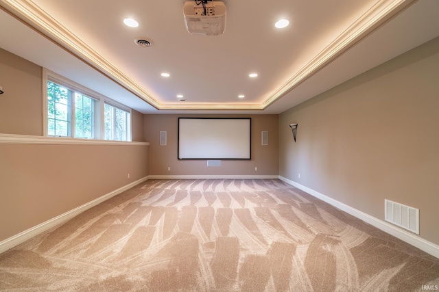 3328 Tarrant Springs Trl, Fort Wayne, IN 46804 - cinema room with recessed lighting, light carpet, and a raised ceiling