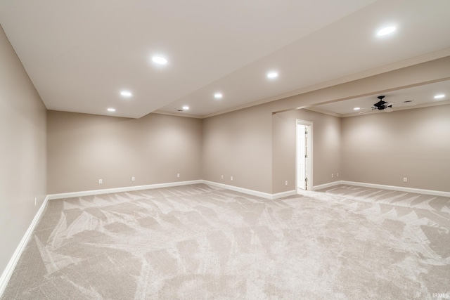 3328 Tarrant Springs Trl, Fort Wayne, IN 46804 - unfurnished room featuring light carpet, ornamental molding, recessed lighting, and ceiling fan