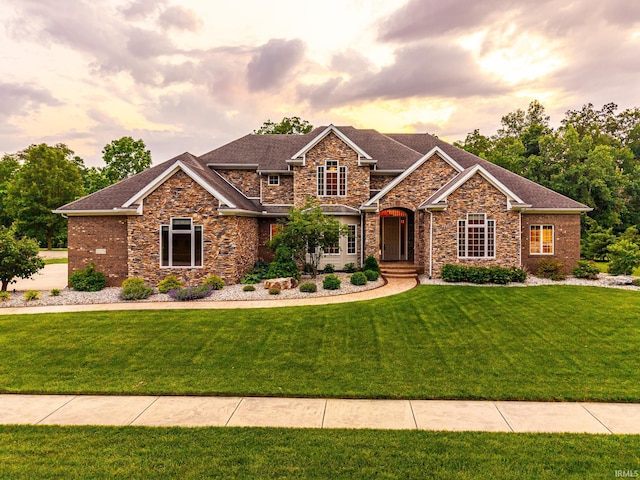 3328 Tarrant Springs Trl, Fort Wayne, IN 46804 - craftsman inspired home featuring a front lawn, a shingled roof, and stone siding