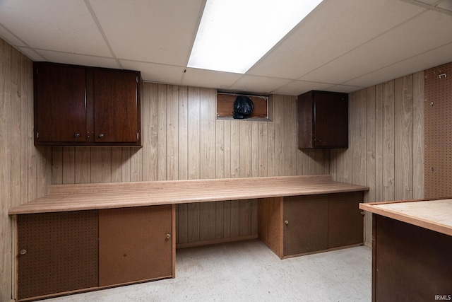 3506 Mark Ct, Lafayette, IN 47905 - unfurnished office with a sauna / steam room, a drop ceiling, and wood walls