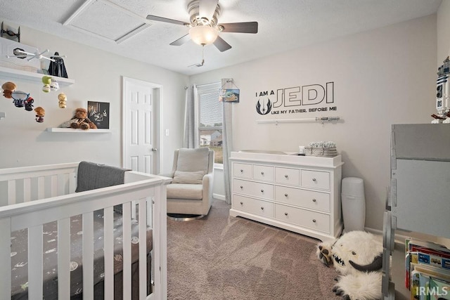 938 Sand Walk Ln, Kokomo, IN 46902 - carpeted bedroom featuring a nursery area and ceiling fan