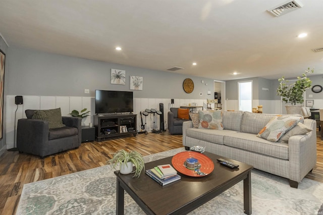 3623 Rexford Dr, South Bend, IN 46615 - living room with wood finished floors, recessed lighting, and wainscoting