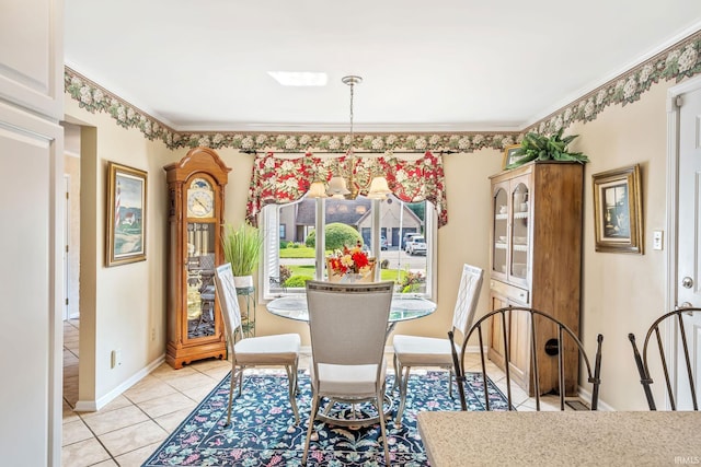 106 River Cove Ln, North Manchester, IN 46962 - dining area with crown molding, light tile patterned floors, and a chandelier
